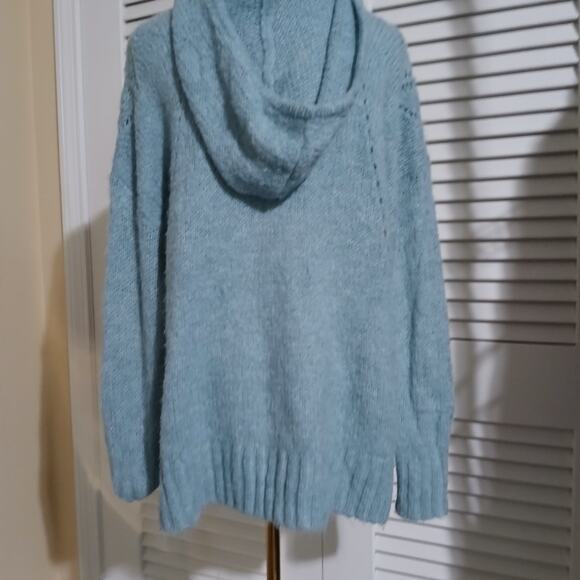 American Eagle Med JEGGING FIT Light Blue hooded Long-Sleeved Sweater Wool Blend - Picture 5 of 14